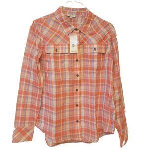New Splendid Cotton Long Sleeve Button Down Size S Checkered Women Shirt